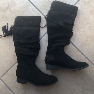 Black Faux Suede Tall Boot